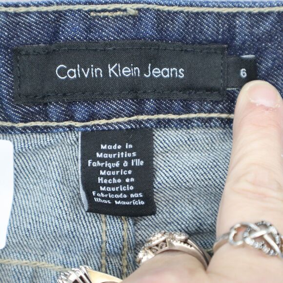 Calvin Klein Jeans Womens 6 Blue Denim Flat Front Pockets Lean Boot Pants - Picture 2 of 16